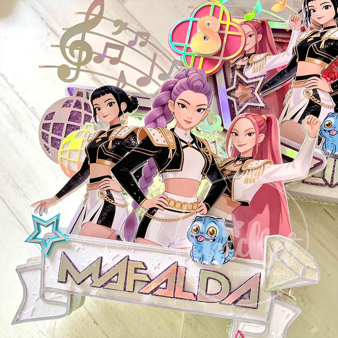 Topo De Bolo K Pop Personalizado Topo De Bolo Guerreiras Do K pop 