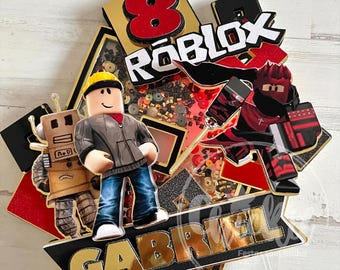 Roblox Cake Topper – Personalized Gamer Birthday Party Decoration