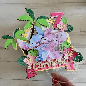 STITCH and ANGEL cake TOPPER / Stitch & Angel Cake Decoration / Stitch and Angel Topper / Stitch and Angel Shaker Cake Topper