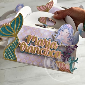 Scatole per bomboniere personalizzate a tema SIRENA / Scatole per bomboniere a forma di sirena - Scatola per dolcetti a forma di sirena / SCATOLA REGALO a forma di sirena personalizzata