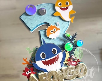 Kit fête d'anniversaire bébé requin : décoration de gâteau, guirlande, décoration sous-marine
