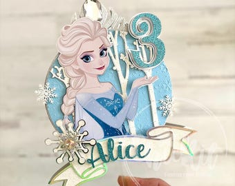 Personlig Frost-tårtdekoration: Elsa och Annas födelsedagsfestdekoration