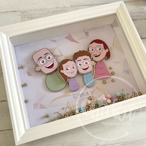 KUNDENSPEZIFISCHE FAMILIE PORTRAIT | Personalisierte Familie Schattenbox | Familie Schattenbox |  benutzerdefinierte Familienfotorahmen | Familienbild mit Haustieren - Shadow Box