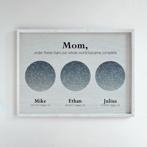 Carte des étoiles personnalisée impression constellation par date carte du ciel nocturne impression cadeau personnalisé pour maman cadeau d'anniversaire pour elle carte du ciel cadeau mère