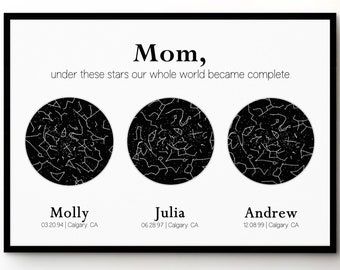 Custom Star Map Print Night Sky By Date Sky Map Personalized Gift For Mom Birthday Gift Step Mom Gift Constellation Print