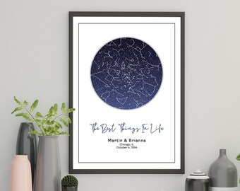 Custom Star Map Print By Date Night Sky Map Constellation Print Anniversary Gift For Couple Engagement Gifts For Husband Christmas Gift