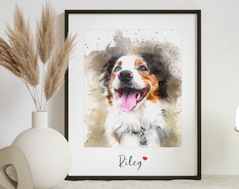 Pet Portrait Custom Pet Portrait, Personalized Pet Memorial Gift, Custom Dog Portrait, Christmas Gift, Animal Portrait, Dog Mom, Dog Print