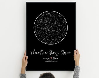 Custom Star Map By Date Night Sky Print Personalized Gift For Her Anniversary Gift For Him Wedding Gift Couples Engagement Gift For Husband