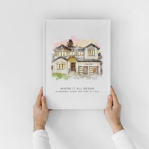 Custom Watercolor House Portrait From Photo New Home Housewarming Gift Our First Home Portrait Realtor Gift Personalized Christmas Gift