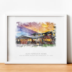 Custom Watercolor House Portrait From Photo New Home Housewarming Gift First Home Portrait Gift Realtor Closing Personalize Christmas Gift