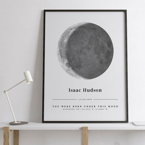 Stampa personalizzata della fase lunare, regalo di anniversario personalizzato, mappa stellare personalizzata per data, stampa del cielo notturno, poster della mappa stellare, stampa personalizzata della fase lunare