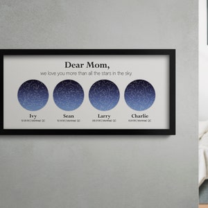 Impression constellation, carte du ciel personnalisée, carte du ciel nocturne par date, cadeau personnalisé pour maman, cadeau d'anniversaire pour elle