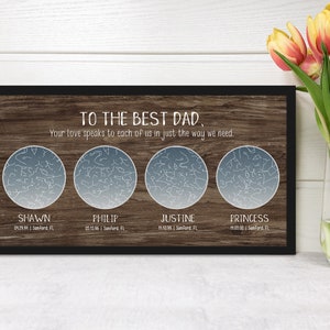 Impression constellation, carte du ciel personnalisée, carte du ciel nocturne par date, cadeau personnalisé pour papa, cadeau d'anniversaire de son fils, cadeau pour lui
