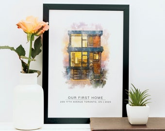 Custom Watercolor House Portrait From Photo New Home Housewarming Gift Christmas Gift Our First Home Gift Personalized Gift Home Portrait