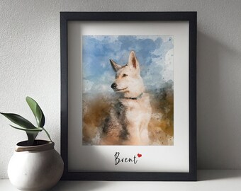 Retrato de animal de estimação Retrato de animal de estimação personalizado, presente memorial personalizado para animal de estimação, presente de Natal, presente de aniversário para ela, mãe de cachorro, retrato de animal personalizado