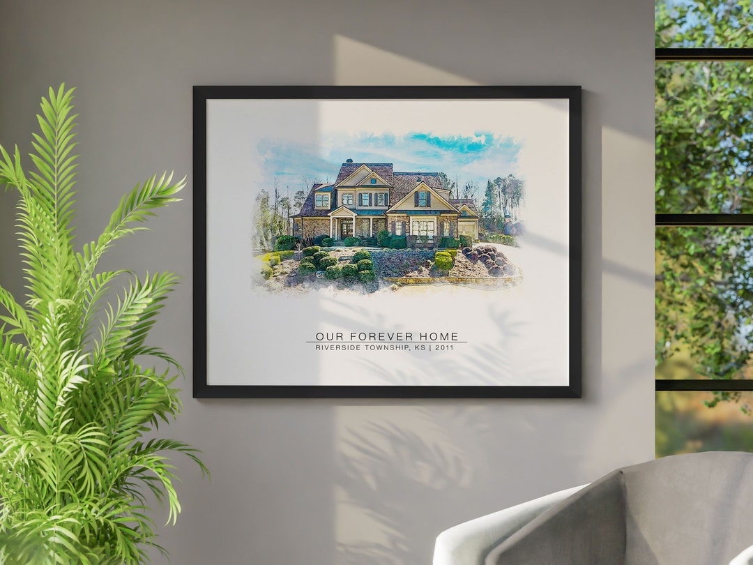 Custom Watercolor House Portrait From Photo New Home Housewarming Gift ...