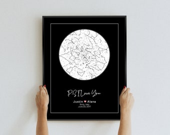 Custom Star Map Chart By Date Constellation Map Print Couple Gifts For Him Wedding Anniversary Gift For Boyfriend Engagement Gift For Her
