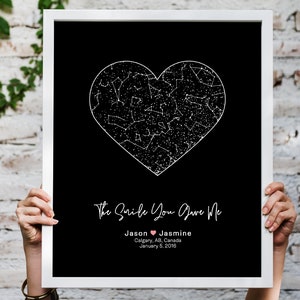 Custom Star Map By Date, Night Sky Map Print, Personalized Anniversary Gift For Boyfriend, Christmas Gift For him, Couples Gift For Him