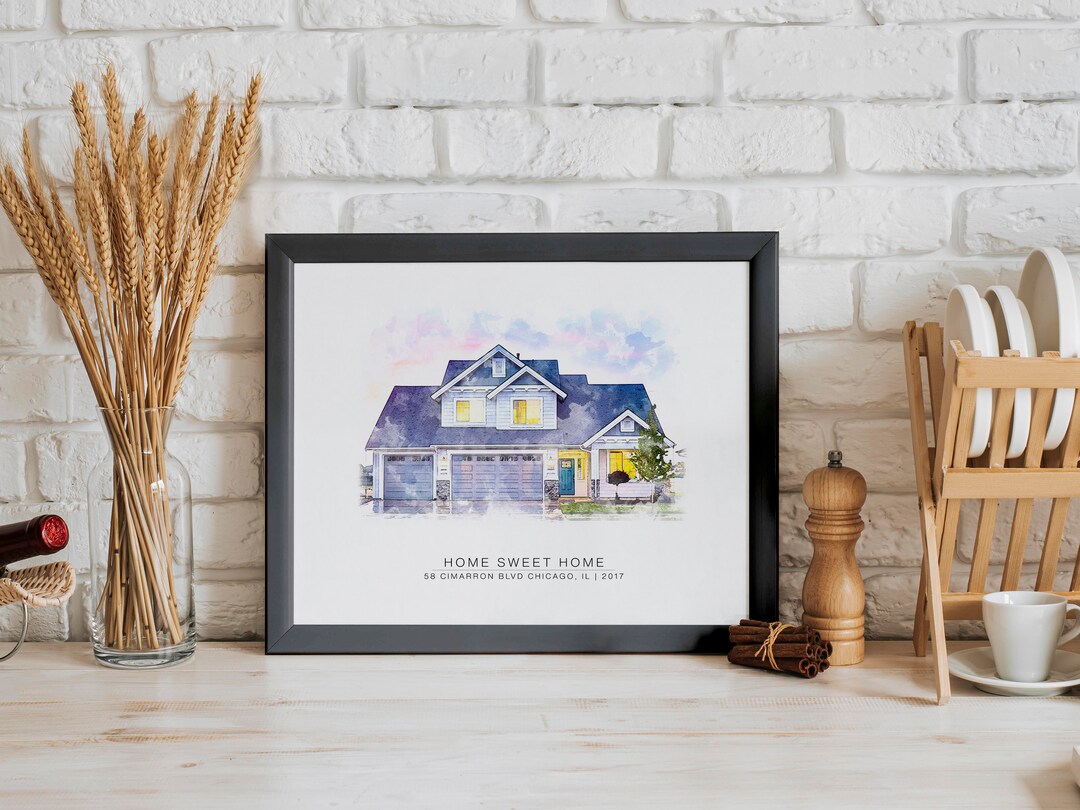 Custom Watercolor House Portrait From Photo New Home Housewarming Gift ...