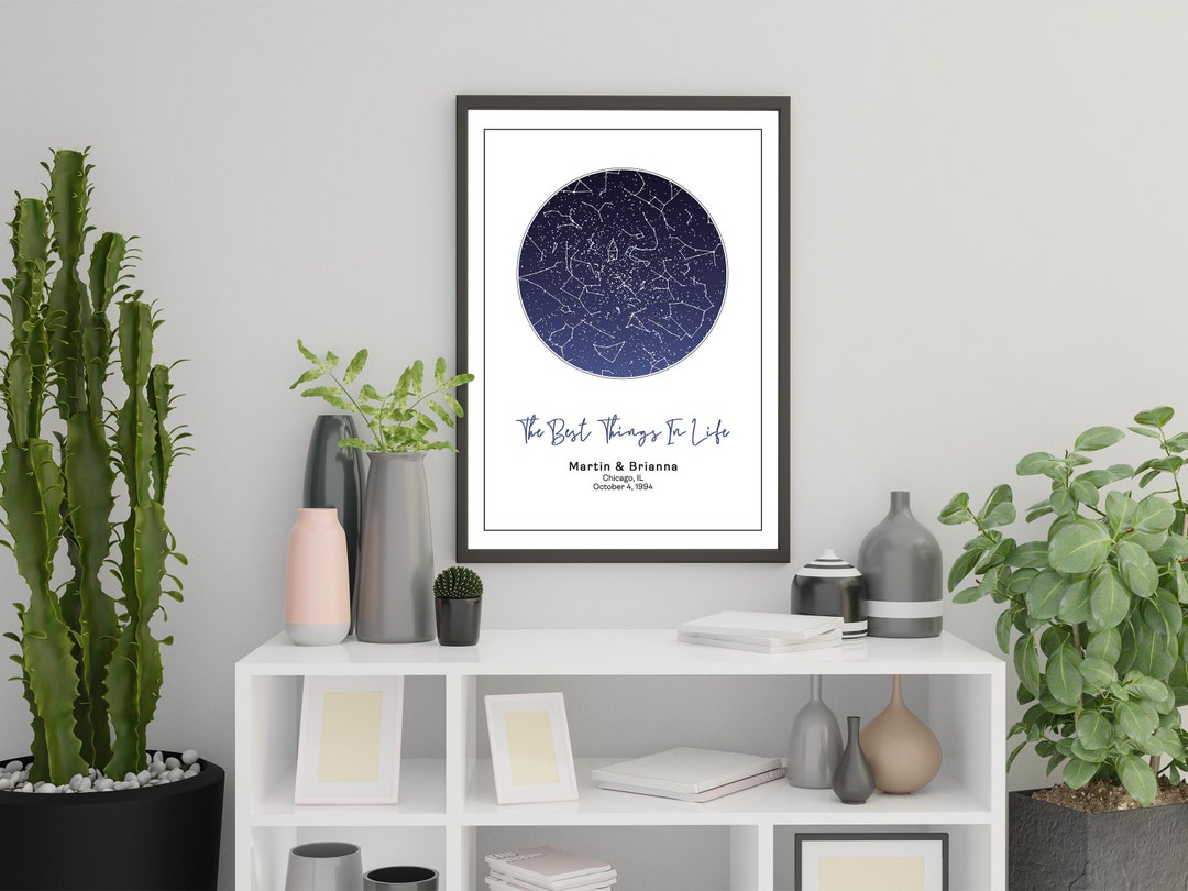 Custom Star Map Framed By Date Night Sky Print Personalized Gift For Couple Engagement Gift For Him Wedding Gift For Her Christmas Gift - UK