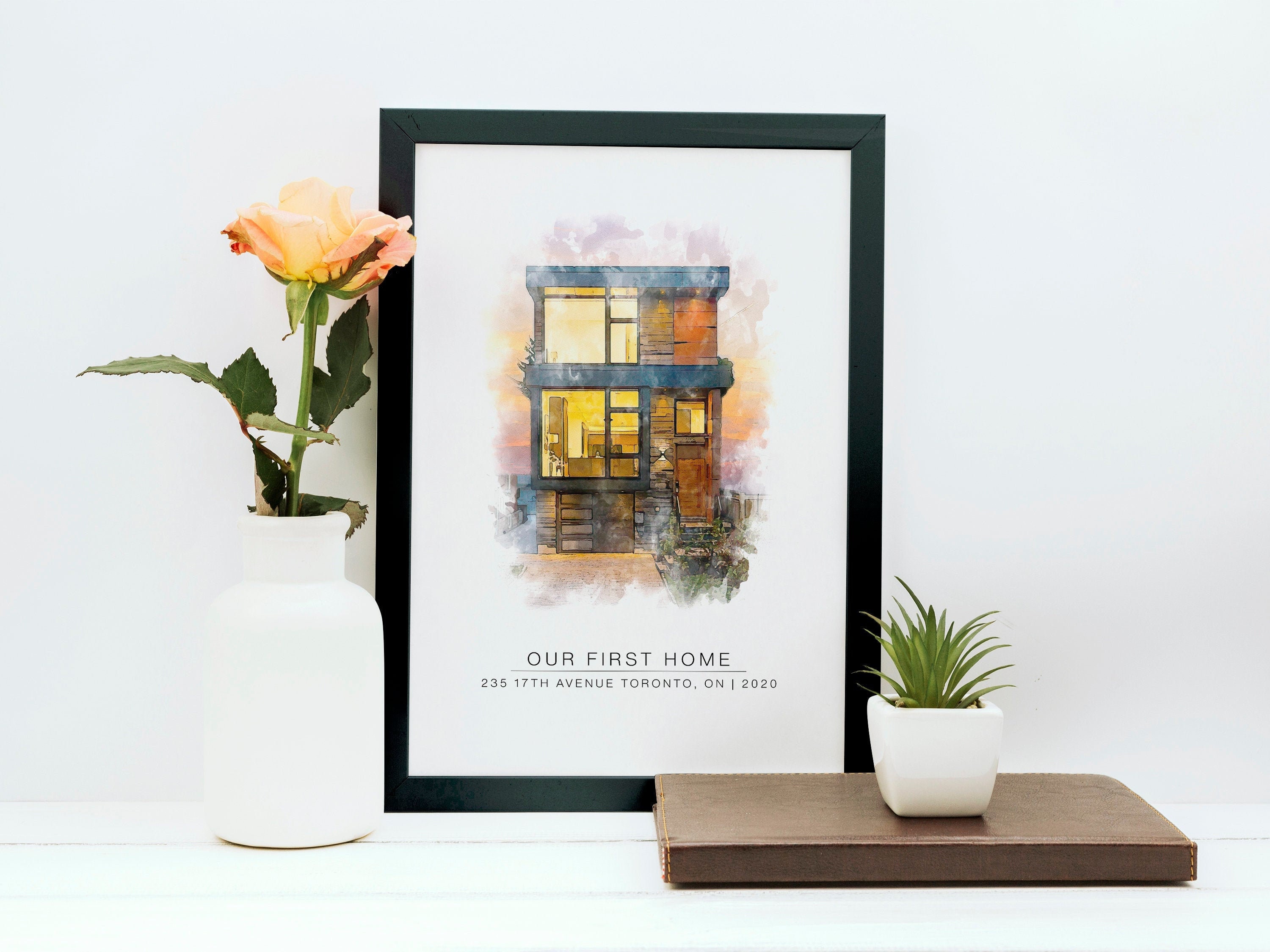 Custom Watercolor House Portrait From Photo New Home Housewarming Gift ...
