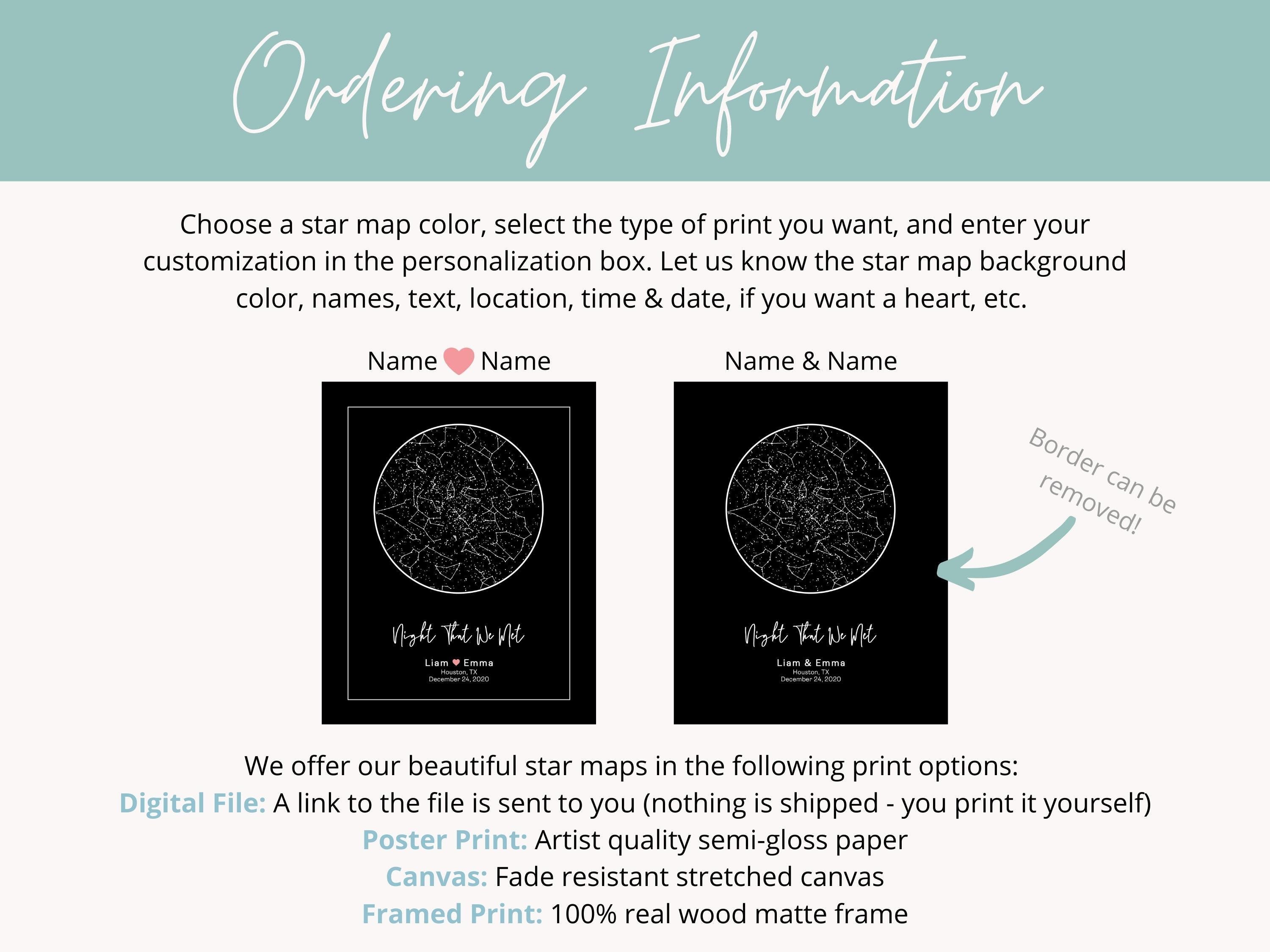 Custom Star Map by Date Night Sky Print Star Chart Personalized Wedding ...