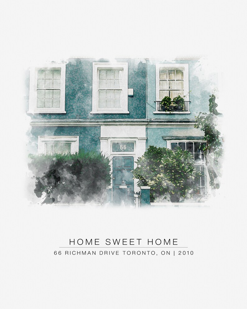 Custom Watercolor House Portrait From Photo, New Home Housewarming Gift ...