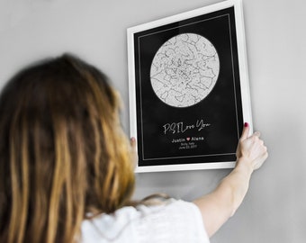 Custom Star Map Frame By Date Night Sky Print Personalize Gift For Boyfriend Couple Engagement Gift For Him Wedding Gift Christmas Gift