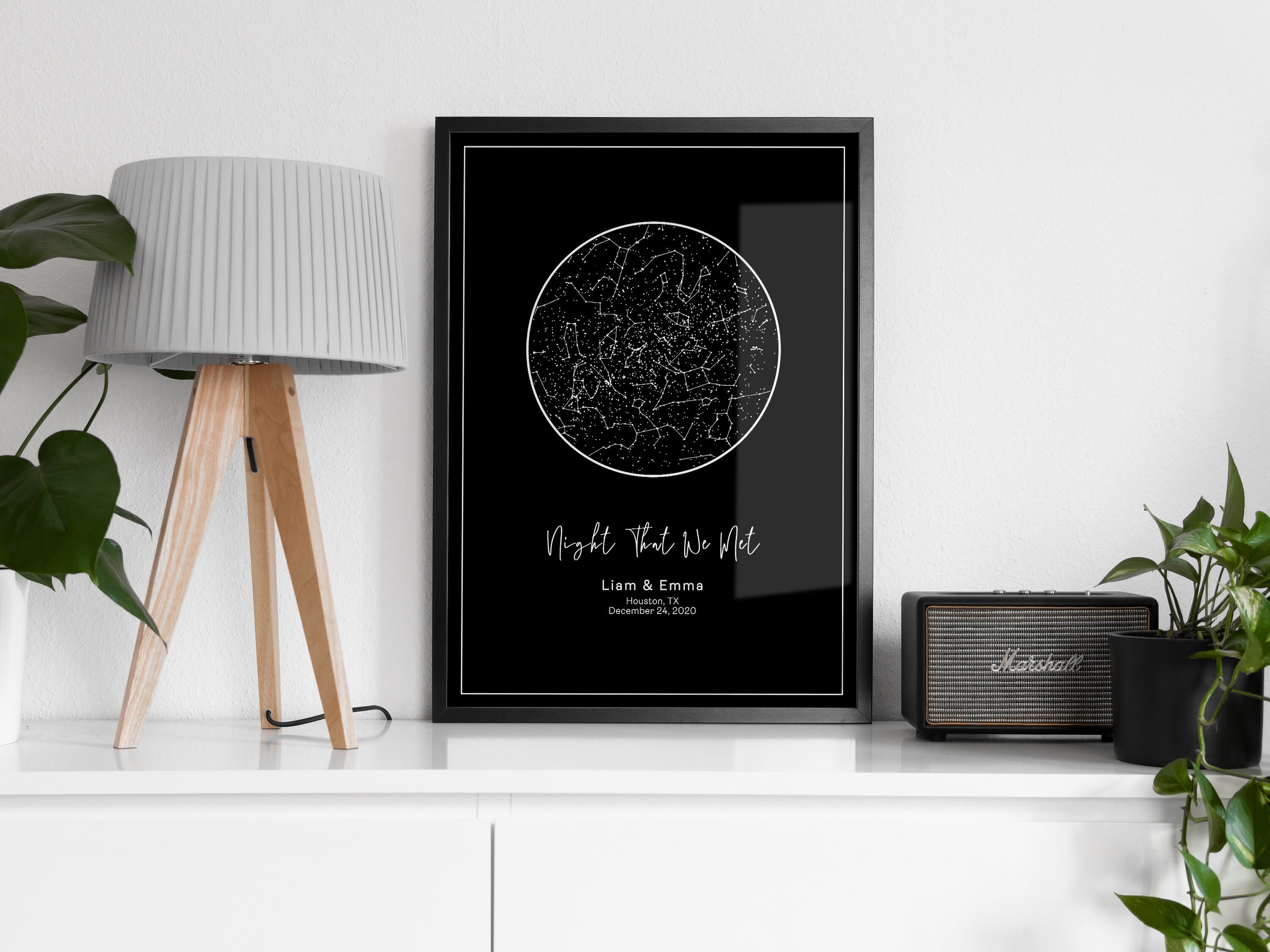 Custom Star Map by Date Night Sky Print Personalized Gift for Her ...
