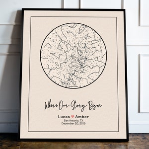 Custom Star Map Framed By Date Night Sky Print Personalized Gift For Couple Engagement Gift For Him Wedding Gift For Her Christmas Gift