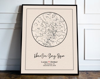 Custom Star Map Framed By Date Night Sky Print Personalized Gift For Couple Engagement Gift For Him Wedding Gift For Her Christmas Gift