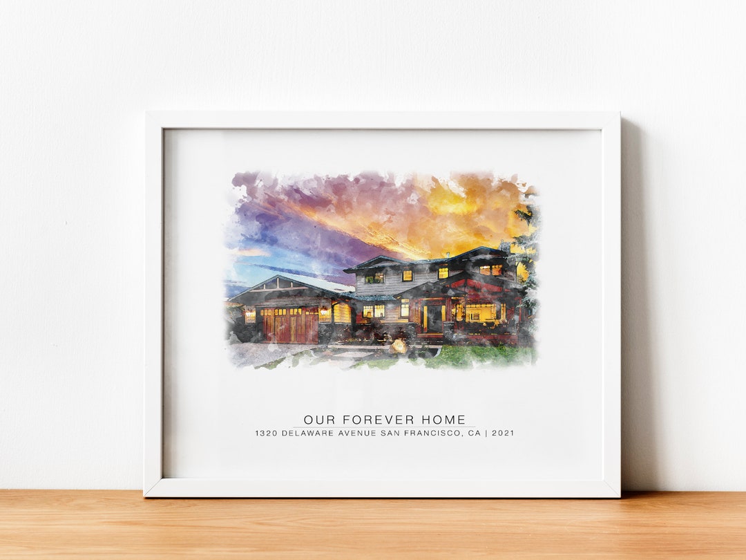 Custom Watercolor House Portrait From Photo New Home Housewarming Gift ...