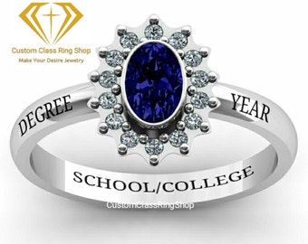 Custom Class-ring, afstudeercadeau, massief goud of sterlingzilver