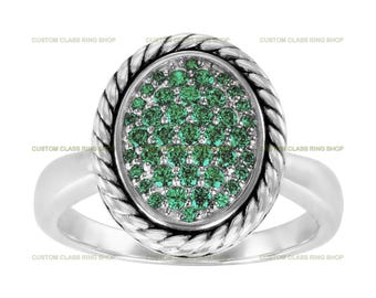 Personalized High School Class Ring - University Collection for her Silver 925