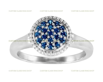 Blue Stone Class Ring, Graduation Gift in Alloy
