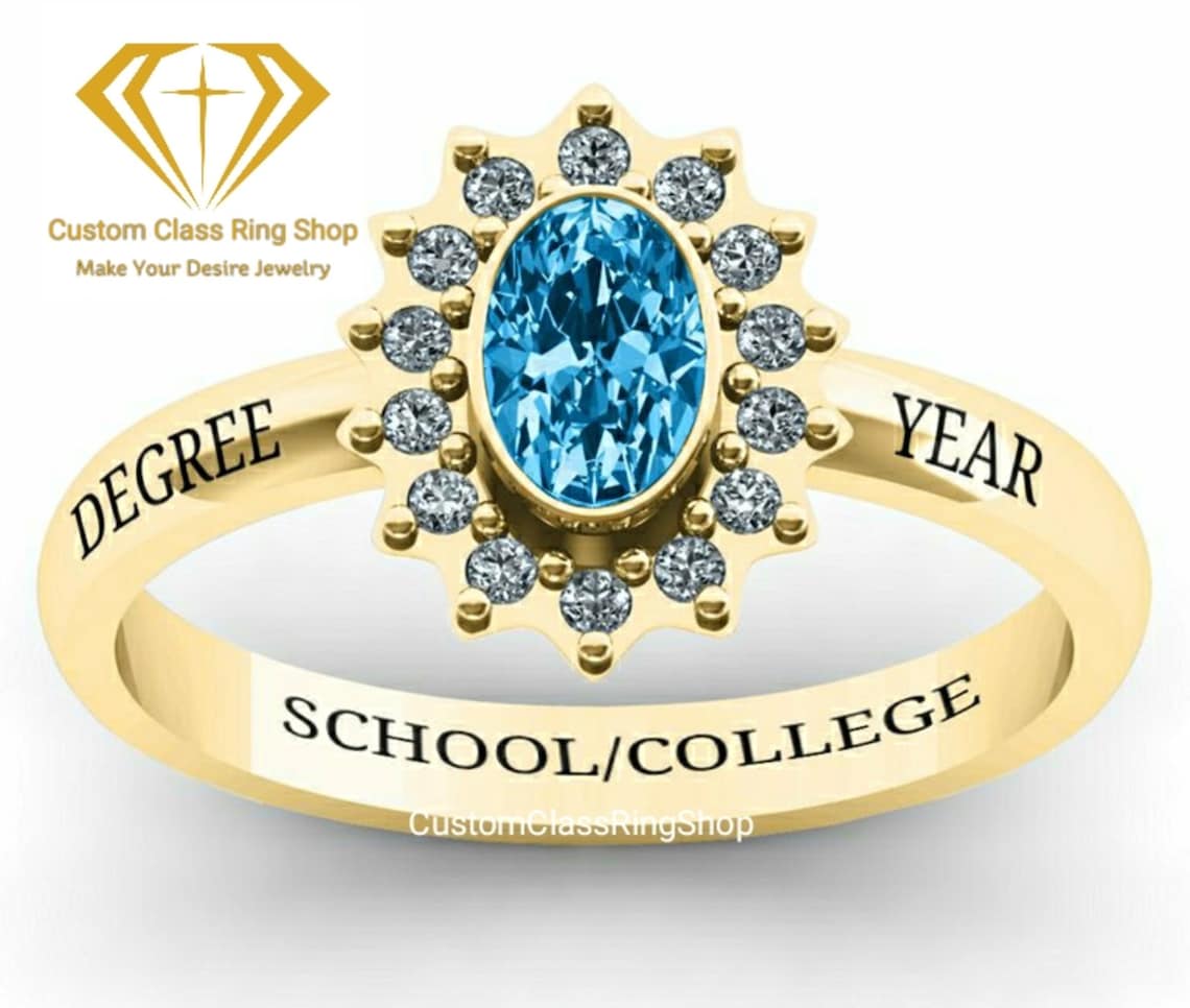 Custom Class Ring for Woman Graduation Ring Semifine Jewelry