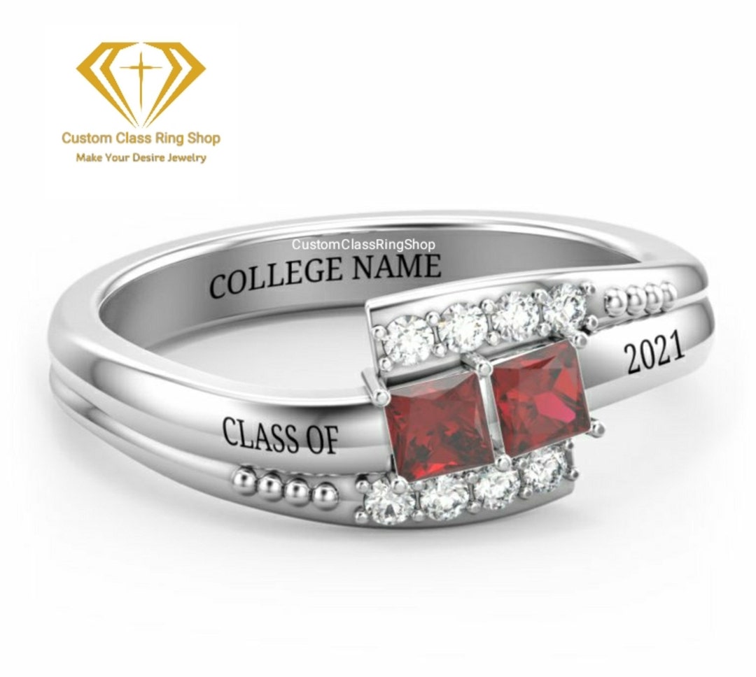 Grad Gold Rings Personalized Graduation Ring: Solid Gold, Sterling Silver, Class of ...