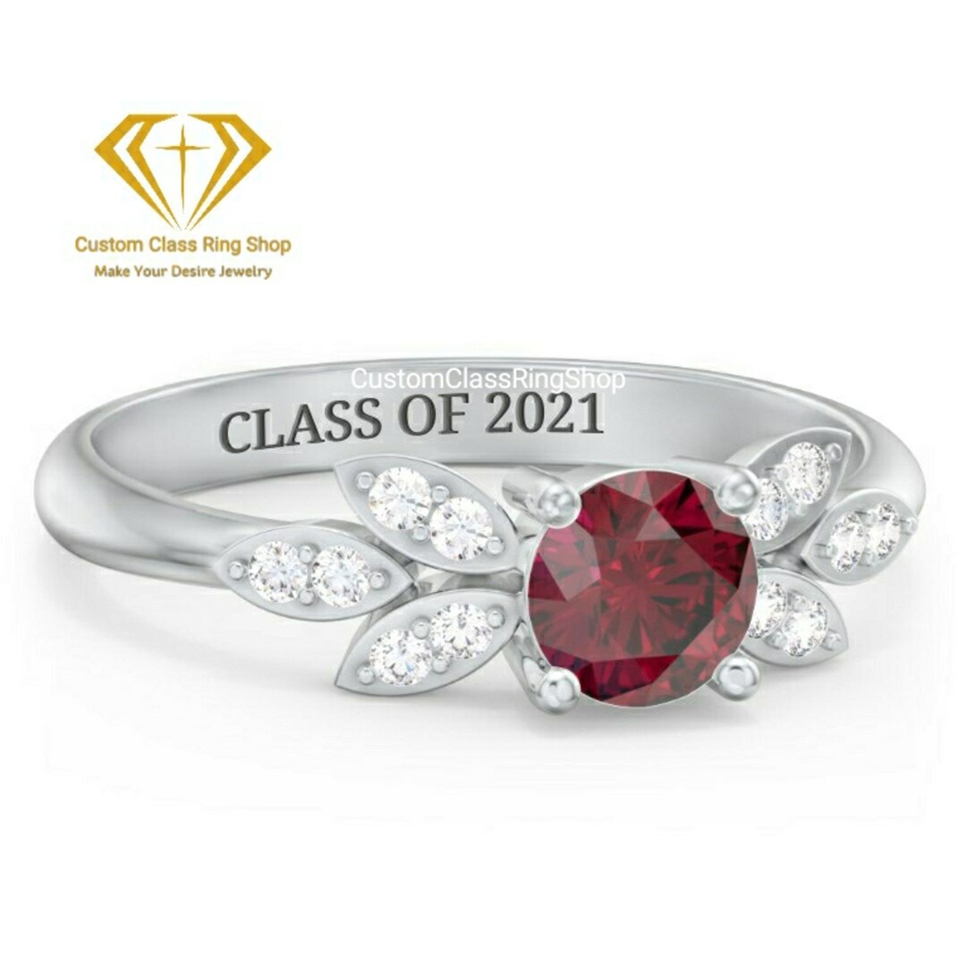 Grad Gold Rings Custom Round Cut Graduation Ring: Solid Gold Class Ring - Etsy