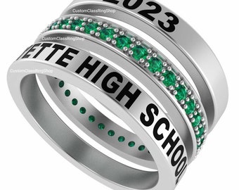 Custom Sterling Silver Stackable Ring: Personalized Name, Date, Initial