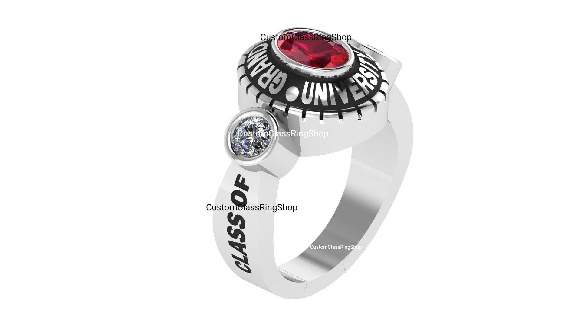 Silver925 Unique Jewelry, Oval Cut Custom Class Rings