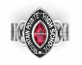 Silver925 Marquise Cut Class Ring: Custom University, High School Ring