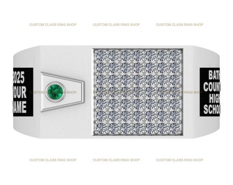 Personalised Unique BEST Men's Class Ring | School Ring | Silver925 Round brilliant-cut diamonds Custom Class Ring