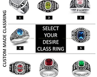 Custom Class Ring, Graduation Ring, School and University Gift Silver925