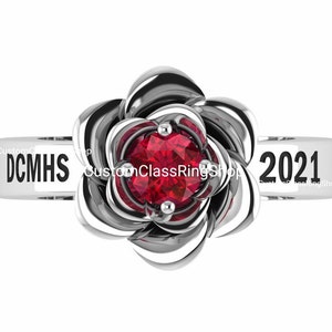Silver925 Flower Class Ring, Customized ClassRing, Best Gift For Graduation Girl, Gift Ring For Her, Unique Flower ClassRing