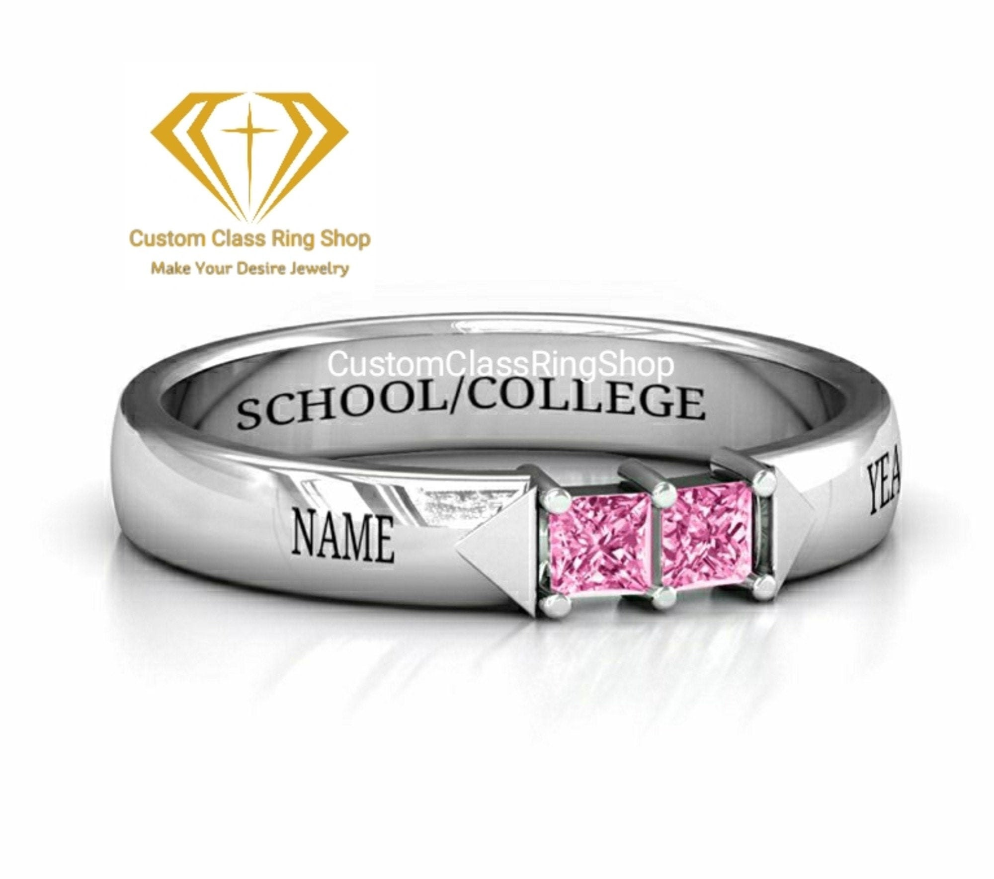 Mementos Classic Collection Customized Sterling Silver Ladies Class Rings  for High School and College - Walmart.com