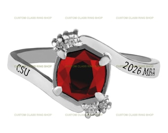 Women's Serenity Essence Class Ring Hexagon Cut Silver 925 Personalized Class Ring for her