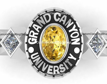 Silver925 Oval Cut Custom Class Ring: University School Ring