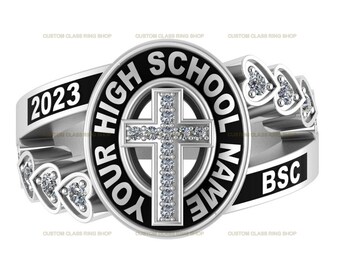 Moissanite  Custom Sterling Silver 925 Holy Cross High School Class Ring