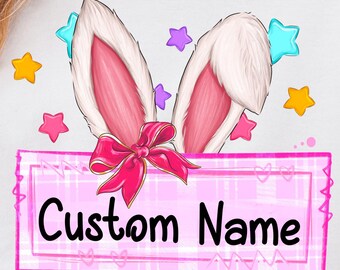 Custom Name Easter Bunny Png, Happy Easter Png Coquette Bunny PNG, Easter Girls Kids Easter Sublimation, Girls easter png, preppy easter png