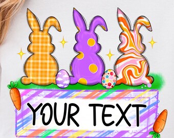 Personalized easter kids png, easter name png, easter bunny coquette png, happy easter, brushstroke bunny png, girls easter png, carrot png